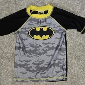 Batman Yellow and Black Boys Swim Shirt